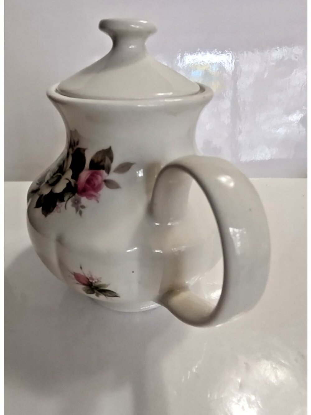 Vintage Arthur Wood & Son teapot "5585" pink and white roses 1955 - Picture 4 of 14
